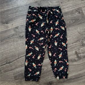 Dot Dot Smile Black Jogger pants with Nutcracker and Candy Cane Design